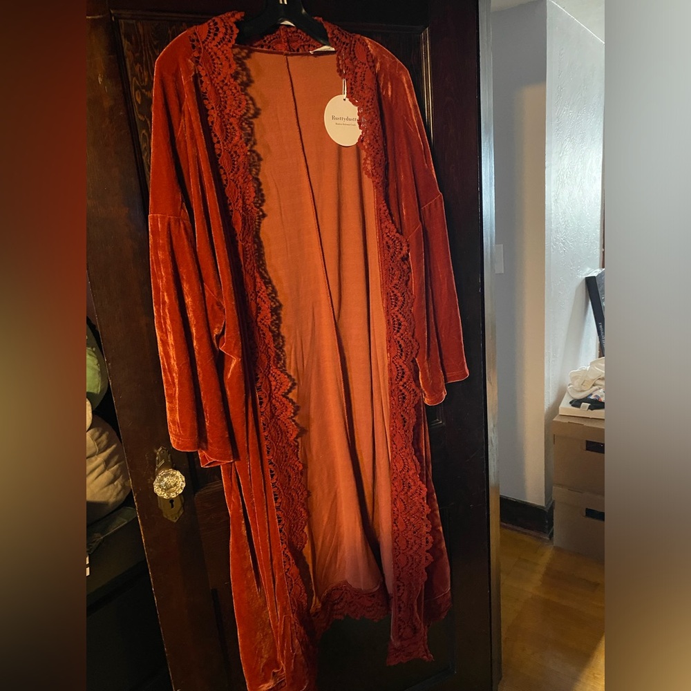 Burnt Orange Velvety Duster 🍂
